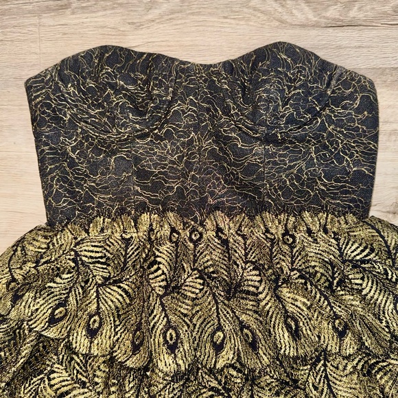 Haute Hippie Peacock Bustier Fit & Flare Mini Dress Cocktail Party Halloween - Picture 6 of 11